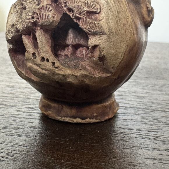 VTG Two Intricately Hand Carved Banko Ware Japanese Miniature Vase House Inside - Picture 8 of 16